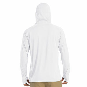 Camisas de pesca de manga larga para hombre UPF 50 con capucha Stock en blanco prensa de calor serigrafía logotipo personalizado - Product Image 3