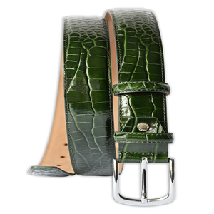 เข็มขัดหนังลายจระเข้ เข็มขัดหรูหรา หัวเข็มขัดแบบหมุด - Product Image 4