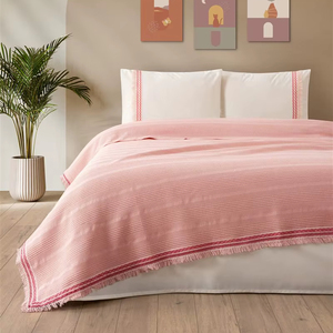 Hồng ren Pique giường lây lan thiết lập Bìa 210*230 cm tấm 240*260 cm 2 gối bao gồm 50*70 cm trang trí ren - Product Image 1