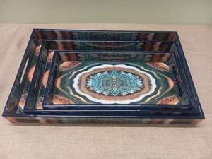 Bandeja de Madera para Servir con Diseño Único, Esmaltada y Ecológica, Hecha a Mano, Precio de Fábrica al por Mayor, Exportación India - Product Image 6