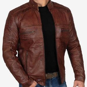 Veste en cuir pour hommes à col zippé en daim Logo personnalisé imprimé Vêtements élégants Veste en cuir pour hommes - Product Image 6