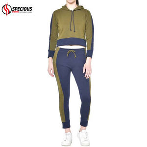 Survêtement décontracté pour femme, à capuche, streetwear, jogging, de qualité supérieure, 100% coton, respirant, écologique, couleur contrastée, faible MOQ - Product Image 2