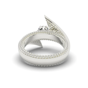 Classic Rope Design Finger Band <b>Ring</b> in Sterling <b>Silver</b> with 6MM Centre Stone and Hand <b>Set</b> Synthetic Diamond Side Accents - Product Image 6