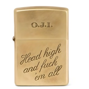 Briquet à clapet en laiton gravé, tête de briquet avec citation « High and Fuc* Em All », briquet de poche en métal rechargeable, cadeau en gros - Product Image 1