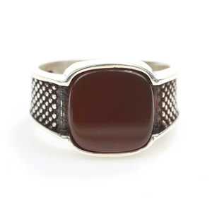 925 Sterling Silver Men's <b>Ring</b> with <b>Turquoise</b> Agate Stone Rhodium Plated Everyday Wear Fine Jewelry IGI Certified - Product Image 3