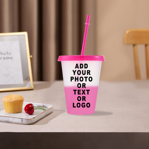Vasos de Plástico Reutilizables de 16oz con Logotipo Personalizado al por Mayor, Libres de BPA, Vasos Mágicos que Cambian de Color con el Frío, con Pajita - Product Image 6