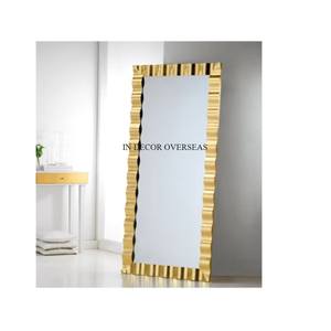 Haute qualité plaqué or Unique fantaisie Texture Designer cadre en métal maison et hôtel décoratif miroir de sol approvisionnement au prix le plus bas - Product Image 1