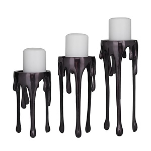 <b>Black</b> Aluminum Artistic Candle Stand <b>Holder</b> with Dripping Melting Leg Design for Easter & Christmas Holiday Home Decor - Product Image 2