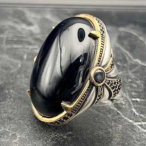 Anillo de Plata de Ley 925 Estilo Vintage para Hombre, con Bisel de Ónix Negro Hecho a Mano, Microincrustaciones, Anillo Clásico y Elegante, Regalo para Él - Product Image 3