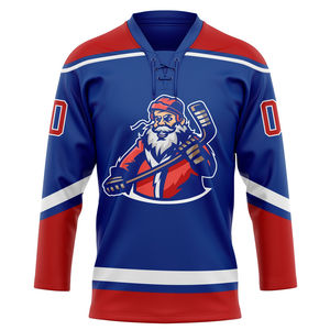 Vente en gros Maillot de hockey sur glace canadien bleu pour hommes Fourniture OEM Uniforme de hockey américain de Montréal Techniques de sublimation de broderie - Product Image 2