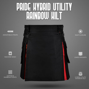 Kilt écossais traditionnel pour homme, kilt hybride en coton noir avec plis arc-en-ciel 2026 - Product Image 5