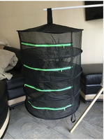 2/8 niveaux extérieur pliable suspendu fermeture éclair séchage panier filet sac herbes fleurs bourgeons poisson légumes etc respirant maille plante support