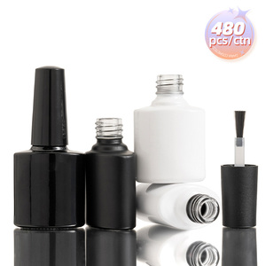 โลโก้ที่กําหนดเองขวดแก้วบรรจุภัณฑ์สีดําสีขาว 8ml ฐานเจลยาทาเล็บขวดเปล่าพร้อมฝาแปรง - Product Image 1