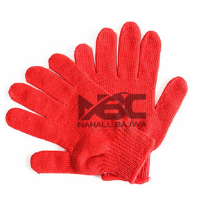 ร้อนขายราคาขายส่งผ้าฝ้ายสีแดงถักถุงมือสำหรับงานอุตสาหกรรม - Product Image 1