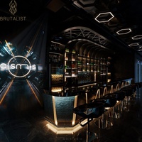 Éclairage de bar de discothèque en marbre noir de luxe personnalisé Comptoir de bar de restaurant à LED pour usage commercial
