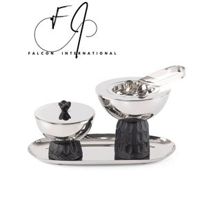 Bakhoor Incense <b>Burner</b> Stainless Steel Elegant Design <b>Silver</b> Color and Red Fancy Floral <b>Burner</b> Mabkhara - Product Image 2