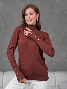 Women's New Style Fashion Long Sleeve Turtleneck Button-<b>down</b> Knitwear SweaterSports,CasualOfficeStylishWear WholesaleOpportunity - Product Image 6