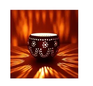 Red Custom Color Metal Tea light Candle Holder Round Shape Irregular Table Top moroccan mosaic glass tea light candle holder