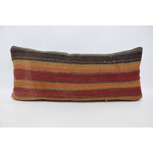 Antiguo 16x36 pulgadas rojo rayas lana almohada portátil Vintage Floral y hoja patrón acento decorativo ropa de cama tejido cuadrado - Product Image 1