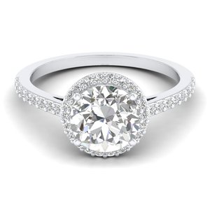 Anillo de Halo con Diamante de Corte Brillante Redondo de 2.1 Quilates, Precio de Fábrica REYES, en Oro Blanco de 14K, Certificado IGI, Joyería Fina - Product Image 1