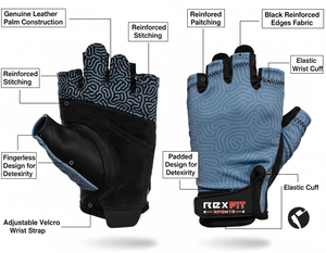 ถุงมือออกกำลังกายหนัง RexFit Sport |   ถุงมือยกน้ำหนักกันลื่นคุณภาพสูงสำหรับทุกเพศ - Product Image 4