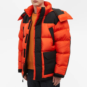 Custom Printed QX Men's Winter Hooded <b>Quilted</b> <b>Jacket</b> Waterproof & Windproof Camouflage <b>Pattern</b> 100% Polyester Long Length - Product Image 1