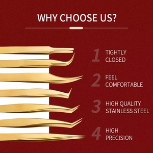 Pince à épiler pour placer l'extension de faux cils Pince à cils en acier inoxydable Volume Pince à épiler à sourcils - Product Image 6