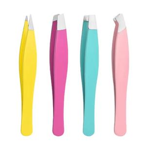 Pince à épiler personnalisée en acier inoxydable à pointe inclinée pour sourcils et cils outil de beauté glissé pour emballage de sac de toilettage des sourcils - Product Image 5