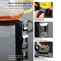 Briquet torche à gaz butane JH Pocket, flamme classique à quatre brins, avec coupe-cigare intégré