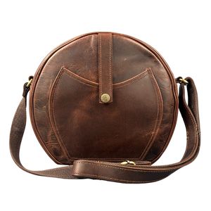 Sac à main bandoulière Hobo Vintage marron pour femme en cuir de buffle léger et durable avec fermeture à glissière semi-circulaire et deux sangles - Product Image 1
