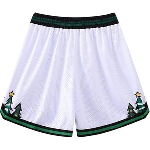 Pantalones Cortos Deportivos de Baloncesto con Estampado Personalizado de Árbol de Navidad, Blancos y Verdes, Tema Navideño, Antibacterianos, Transpirables, para Hombre, Gimnasio - Product Image 2