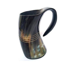 Mug à boire en corne d'inspiration viking pour cadeau et décoration, mug à boire en corne naturelle pour une présentation rustique à table à prix avantageux - Product Image 6