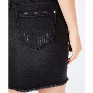 <b>Material</b> Girl Junior's Maxi <b>Denim</b> Skirt Black Size 15 Casual Print Pencil Tassel Frayed Waist for Spring Summer Autumn - Product Image 3