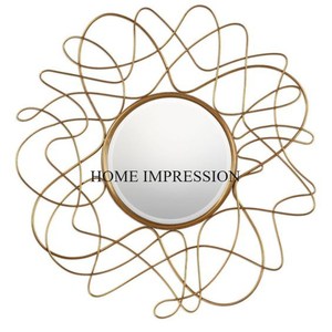 Vente en gros d'art créatif moderne de haute qualité plaqué or d'apparence attrayante fournitures de miroir décoratif mural en provenance d'Inde - Product Image 4
