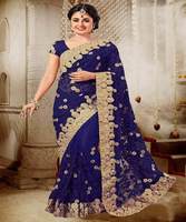 Designer plein de broderie a travaillé saree avec chemisier non cousu parti porter le plus bas prix du marché surat vêtement ethnique