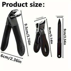 Ensemble de 3 coupe-ongles en plastique robuste pour les seniors, design incliné pour une utilisation facile, grand récupérateur d'ongles sans dégâts - Product Image 6