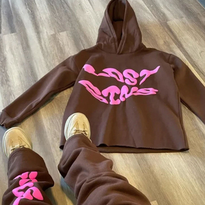 Chándal de gran tamaño de algodón 100% transpirable de lana de invierno Unisex personalizado con estampado Digital de alta calidad - Product Image 2