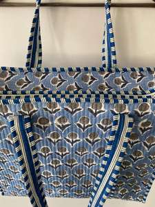 กระเป๋าผ้าฝ้ายทำมือสีน้ำเงิน ซิปเปิด-ปิด สายโซ่ แฟชั่นรักษ์โลก ใช้ได้ทุกวัน น้ำหนักเบา เหมาะสำหรับการเดินทาง - Product Image 3