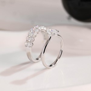 แหวนเพชรโมอีส925ริซอตเตอร์ของแท้พร้อมวงดนตรีครึ่งนิรันดร์ของขวัญสำหรับปาร์ตี้วันครบรอบแต่งงาน - Product Image 2