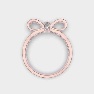 Anillo de Compromiso con Diamante Cultivado en Laboratorio de 1.50 Quilates, Oro Sólido de 14K, Diseño de Lazo, Media Eternidad, Chapado en Rodio, Anillo Romántico para Bodas y Fiestas - Product Image 3