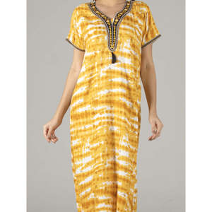 Chemise de nuit longue maxi Evolve pour femme, élégante, boutonnée, à fermeture éclair, en viscose Liva imprimée, coupe ample, en tissu doux tissé - Product Image 1