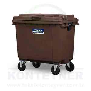 Conteneur à déchets en plastique HDPE brun de luxe 660L de haute qualité, vente chaude du fabricant turc - Product Image 3