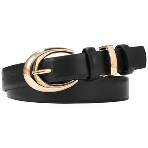 Cinturón de cuero de vaca para mujer, pantalones vaqueros, vestido ajustado a la moda para mujer, cinturón con hebilla dorada - Product Image 1