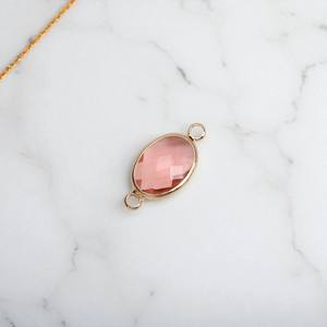 Double Bail Oval Rose Quartz Gemstone Charm Connector - 925 Silver Bezel Charms - Wholesale DIY Connector Making Bracelet - Product Image 1