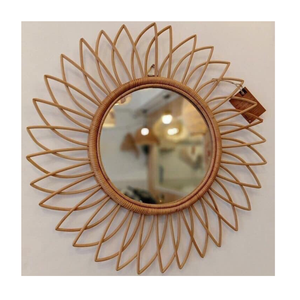 Miroir en rotin fabriqué à la main 100%, miroir ovale en rotin élégant pour espaces de courtoisie ou point focal de couloir en vrac fabriqué au Vietnam - Product Image 3