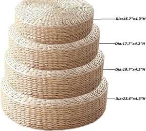 Handmade Natural Straw Home Floor Yoga Mat High Quality Round Pouf Tatami Cushion Chair Seat Straw Weave Pillow - Product Image 4