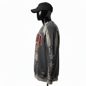 Sweat-shirt en molleton premium 330 GSM, mélange de coton lourd, col rond chaud avec logo personnalisé brodé, sweat-shirts basiques - Product Image 4