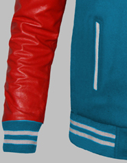 Chaqueta Universitaria Personalizada Unisex de Béisbol Roja y Negra, Chaqueta de Invierno de Lana con Cuello Alto y Logotipo Frontal Ecológico - Product Image 3