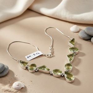 Women's Trendy 925 Silver <b>Necklace</b> <b>Peridot</b> Gemstone 18K Gold Diamond Main Stone Rhodium Plating Perfect Engagement Gift Jewelry - Product Image 1