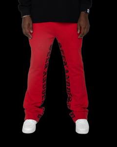 Producto de tendencia Llegada Hombres Impreso Gris Fleece Apilados Pantalones de chándal acampanados Hombres Paneles Slim Flare Pantalones de chándal a granel - Product Image 5